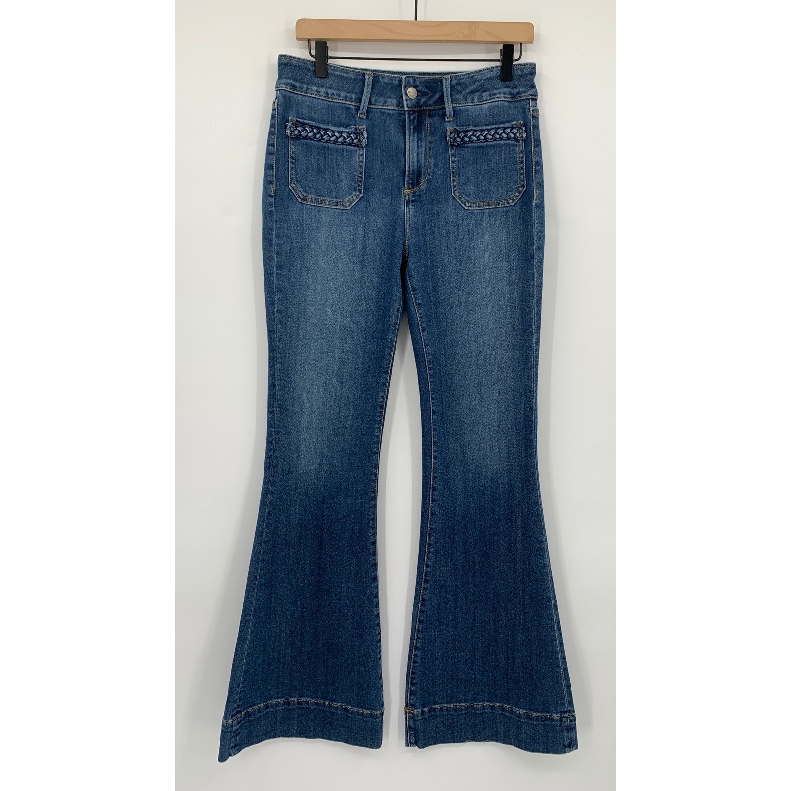 Driftwood Jeans Womens 28 Blue Farrah Flare Braided Pocket High Rise Boho Driftwood Jeans Womens 28 Blue Farrah Flare Braided Pocket High Rise Boho