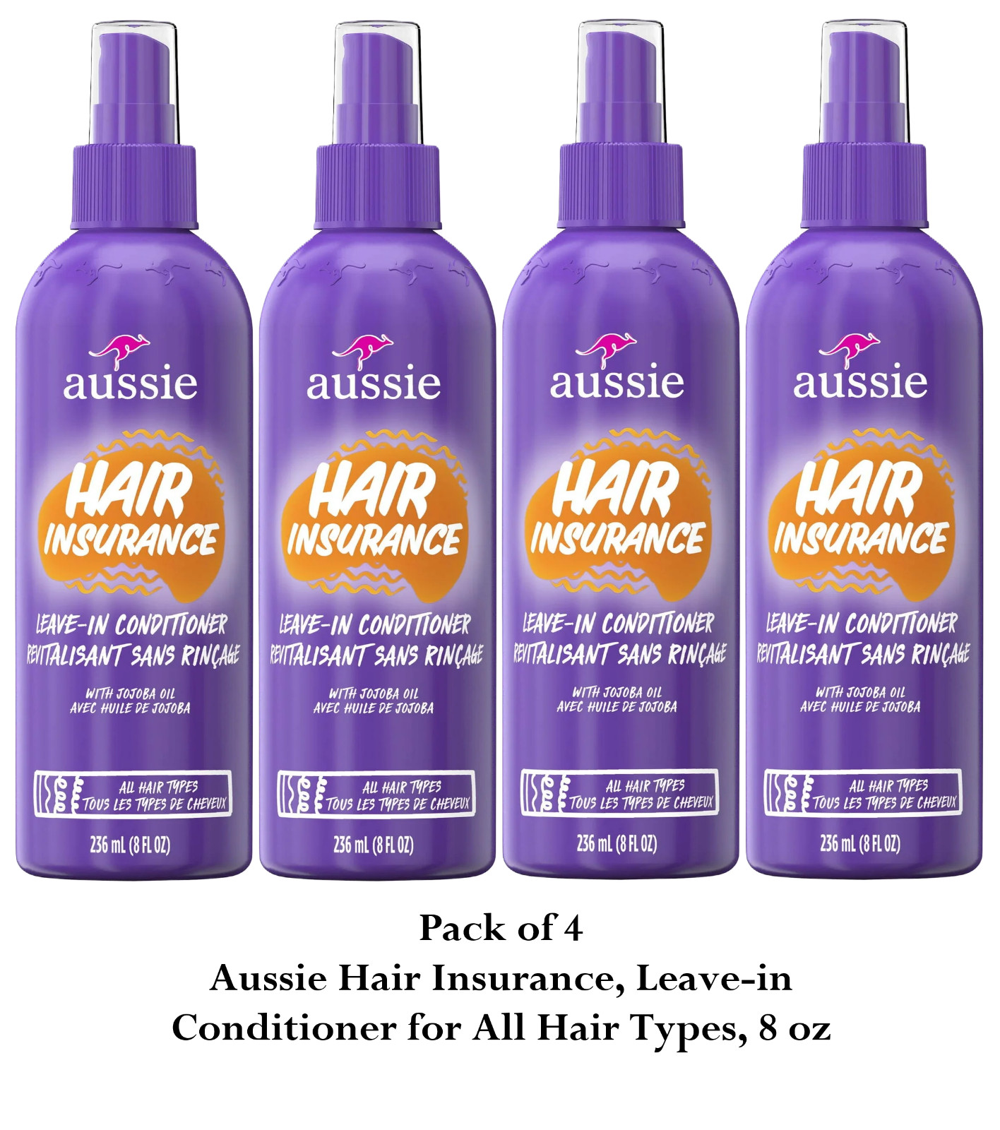Aussie Hair Insurance, Leave-in Conditioner for All Hair Types, 8 fl oz, 4 Pack Aussie Hair Insurance, Leave-in Conditioner for All Hair Types, 8 fl oz, 4 Pack