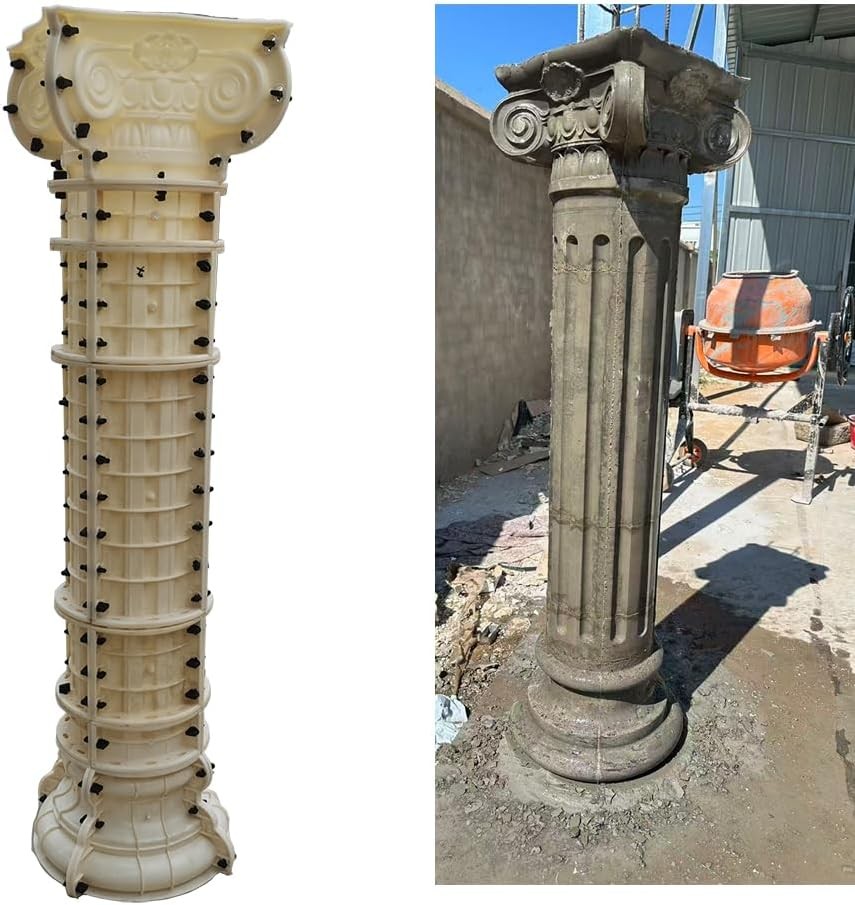 Roman Column Concrete Mold White Round 25cm Diameter Lightweight French Country