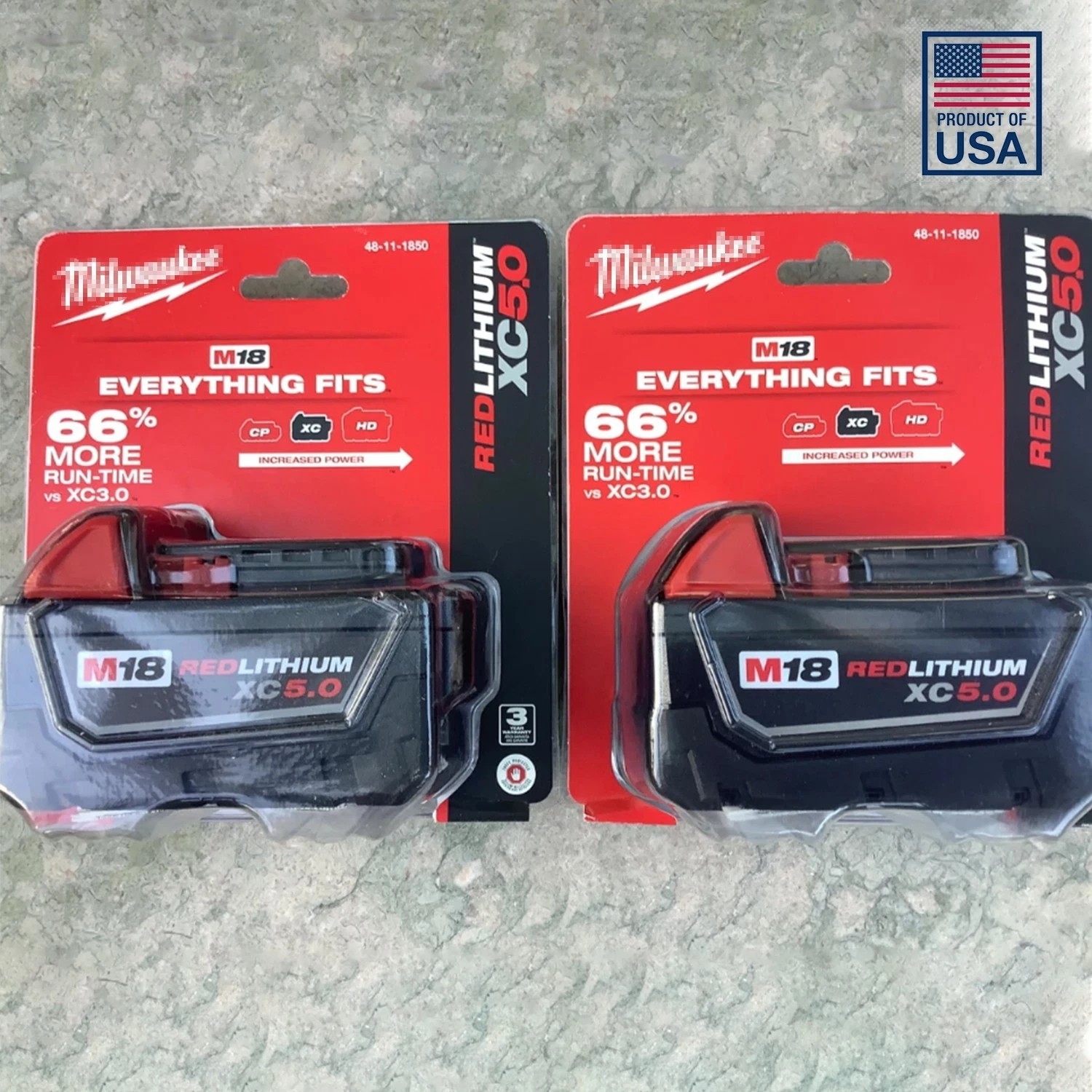 Milwaukee genuine 48-11-1850 M18 REDLITHIUM XC5.0 Extended Capacity Battery 2-PK Milwaukee genuine 48-11-1850 M18 REDLITHIUM XC5.0 Extended Capacity Battery 2-PK