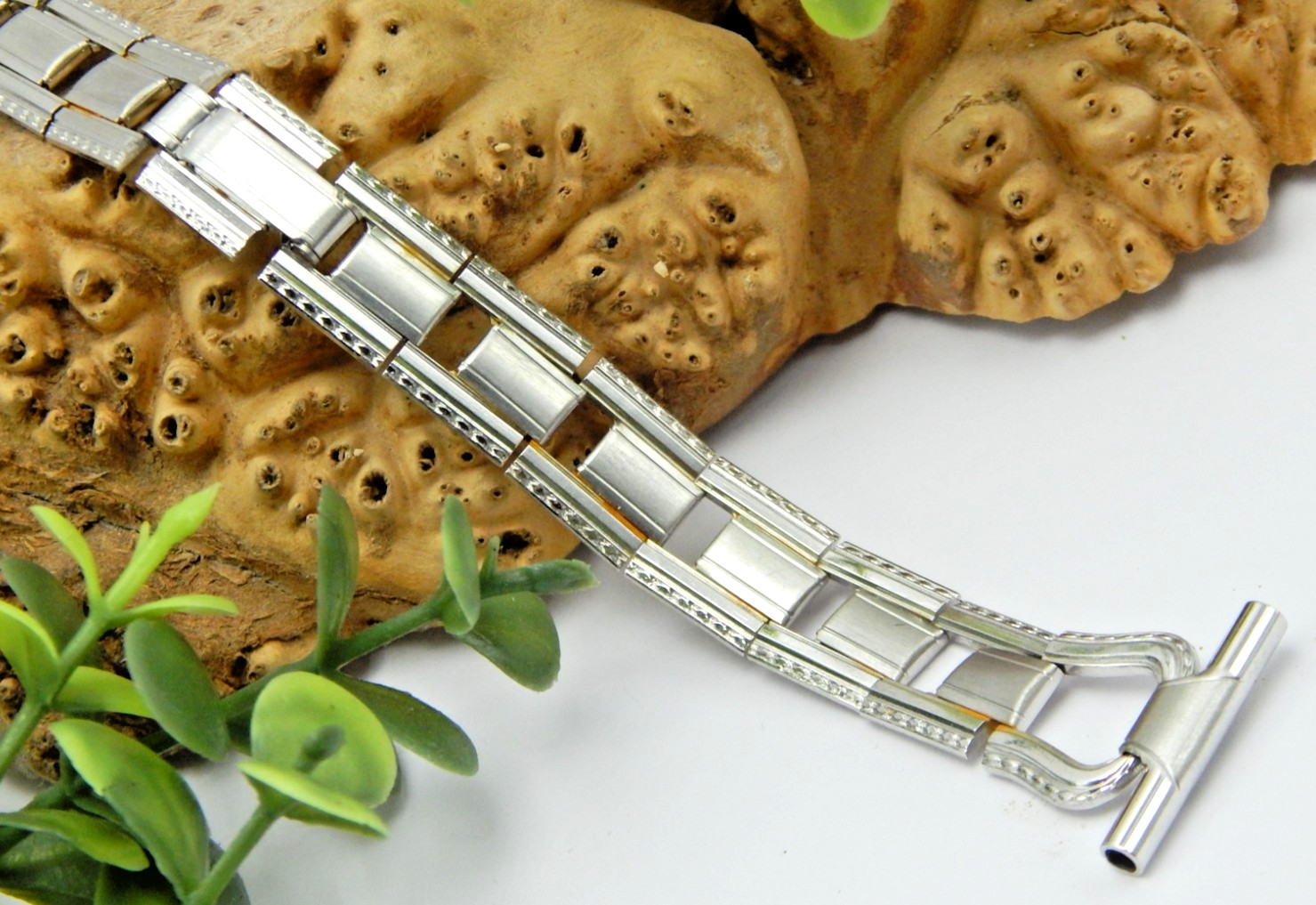 Rare Antique Expanding 1/10 14K white gold filled Kestenmade watch band 20mm NOS
