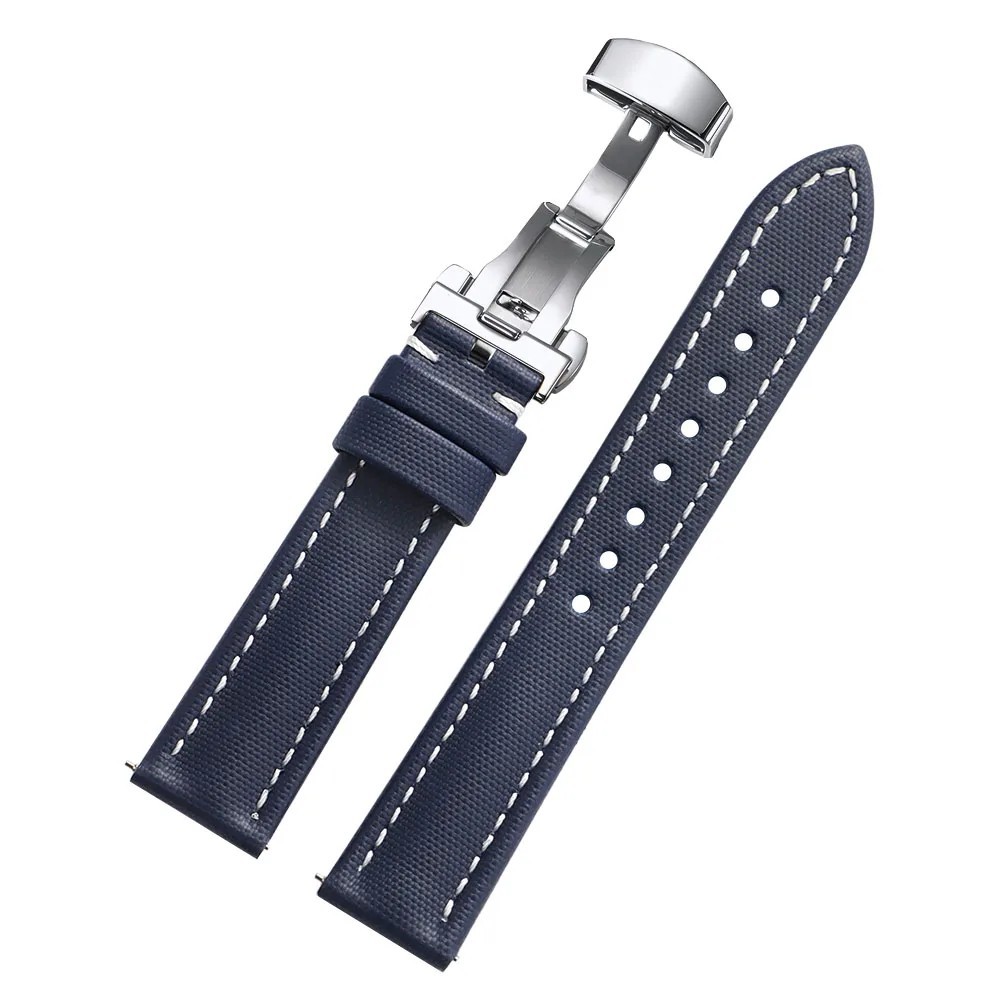 Waterproof Sailcloth Watch Band Quick Release Butterfly Buckle Strap 18mm-22mm D