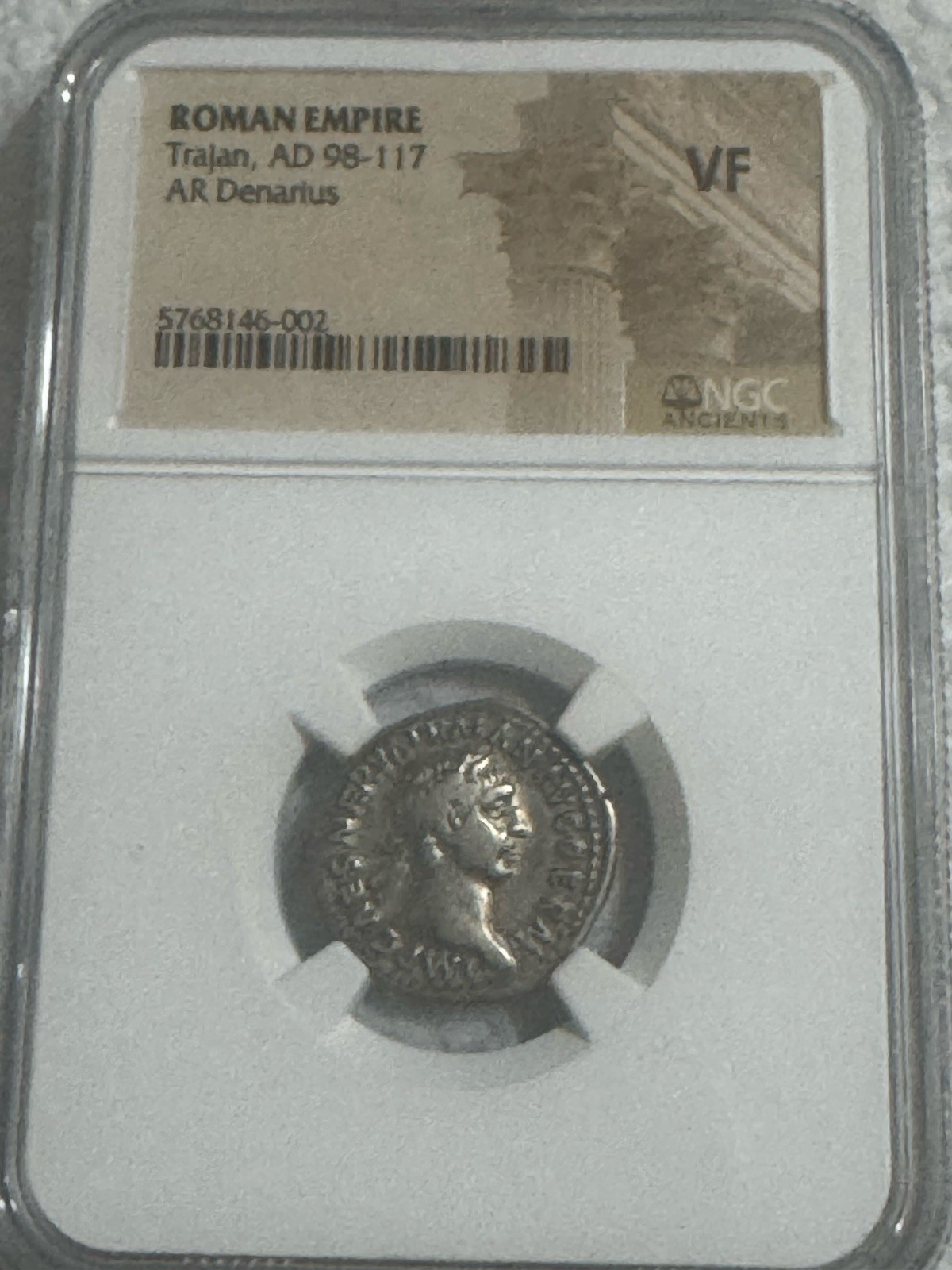 Emperor Trajan 98-117 AD Silver Denarius Graded NGC Very Fine VF 2000 Year Old Emperor Trajan 98-117 AD Silver Denarius Graded NGC Very Fine VF 2000 Year Old