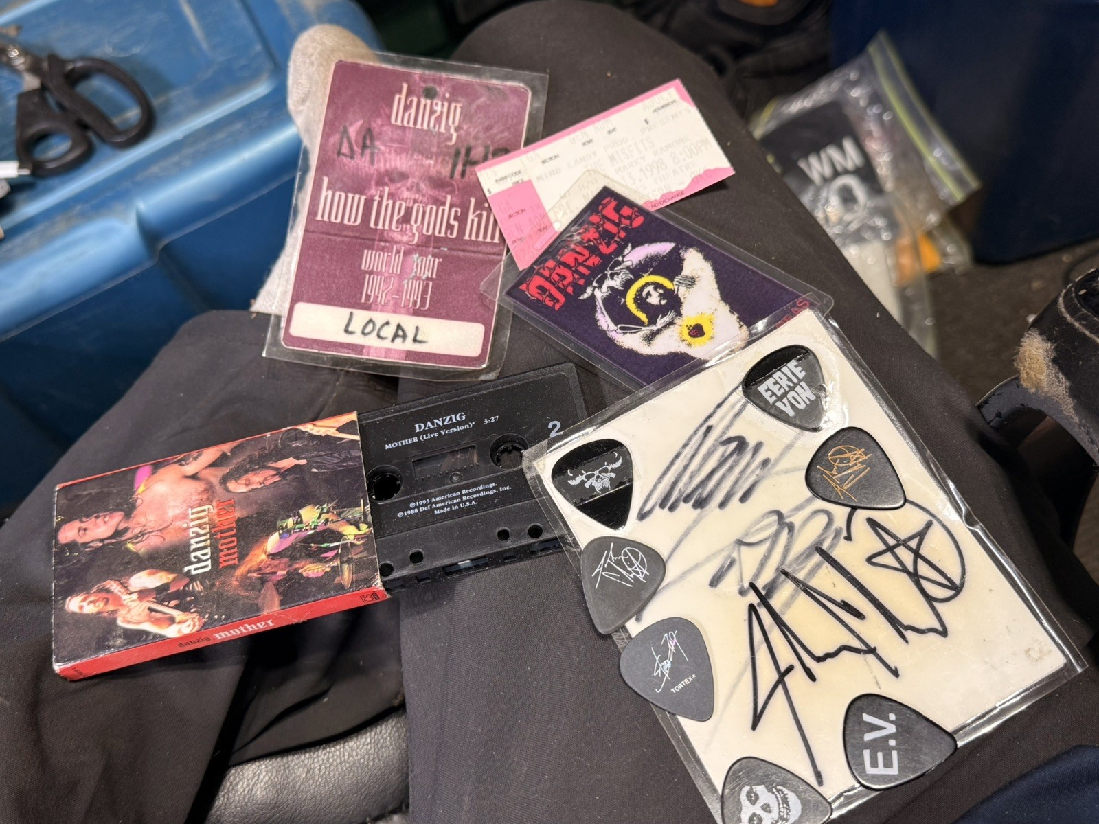 1990’s Glenn Danzig -Signed Members Misfits 7 Picks Autographs 2 Passes LOT