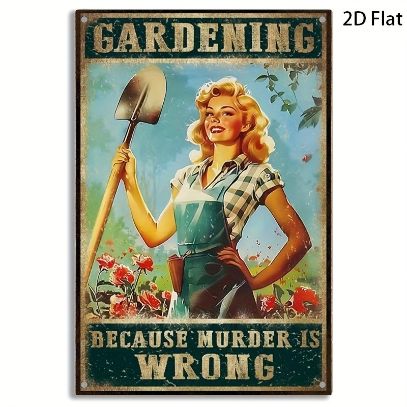 Vintage Gardening Because Murder Is Wrong Tin Metal Signs Home Décor 8x12 Vintage Gardening Because Murder Is Wrong Tin Metal Signs Home Décor 8x12