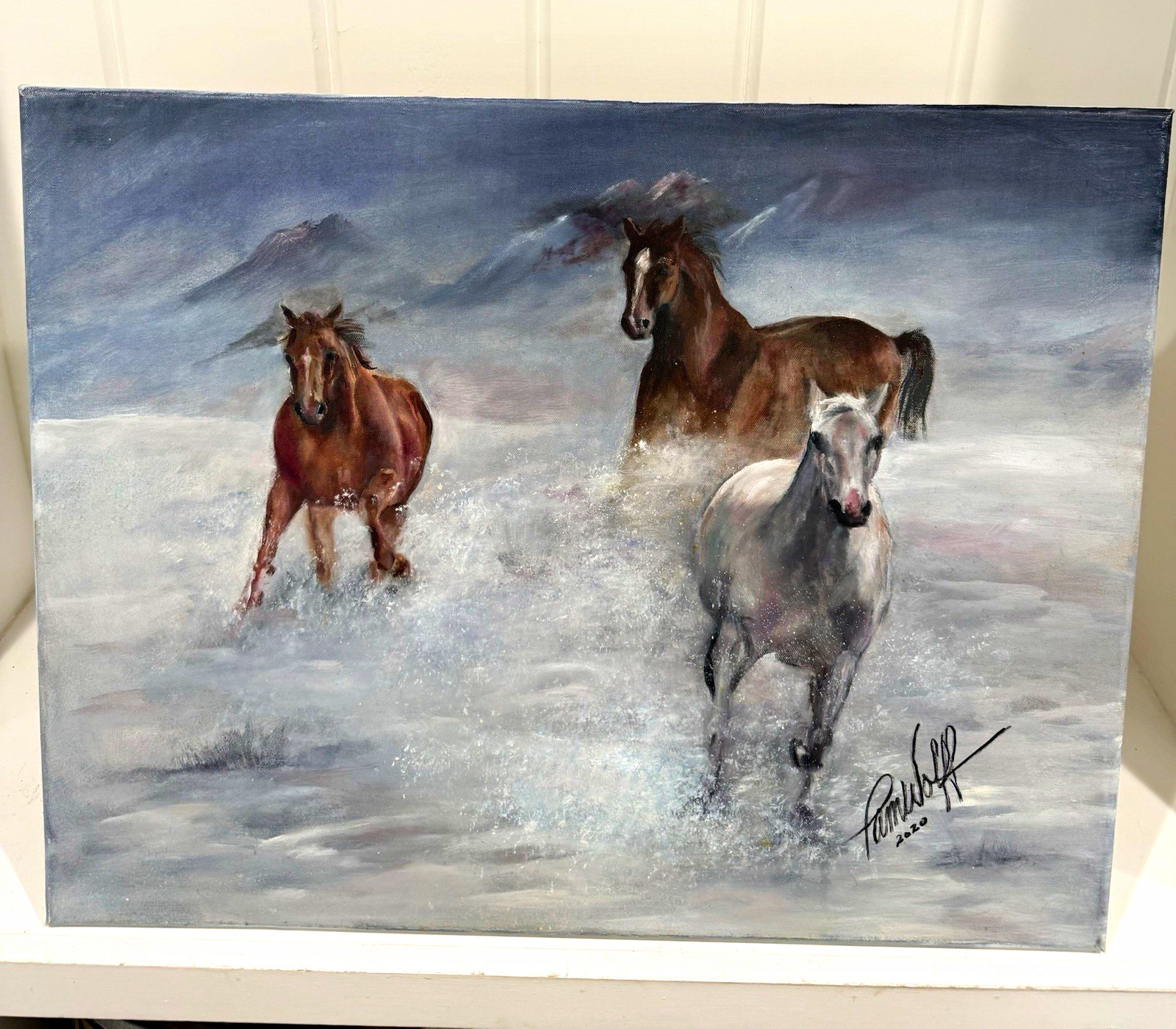 Beautiful original painting by a Texas artist Pam Wolff, signed and dated 2020. 