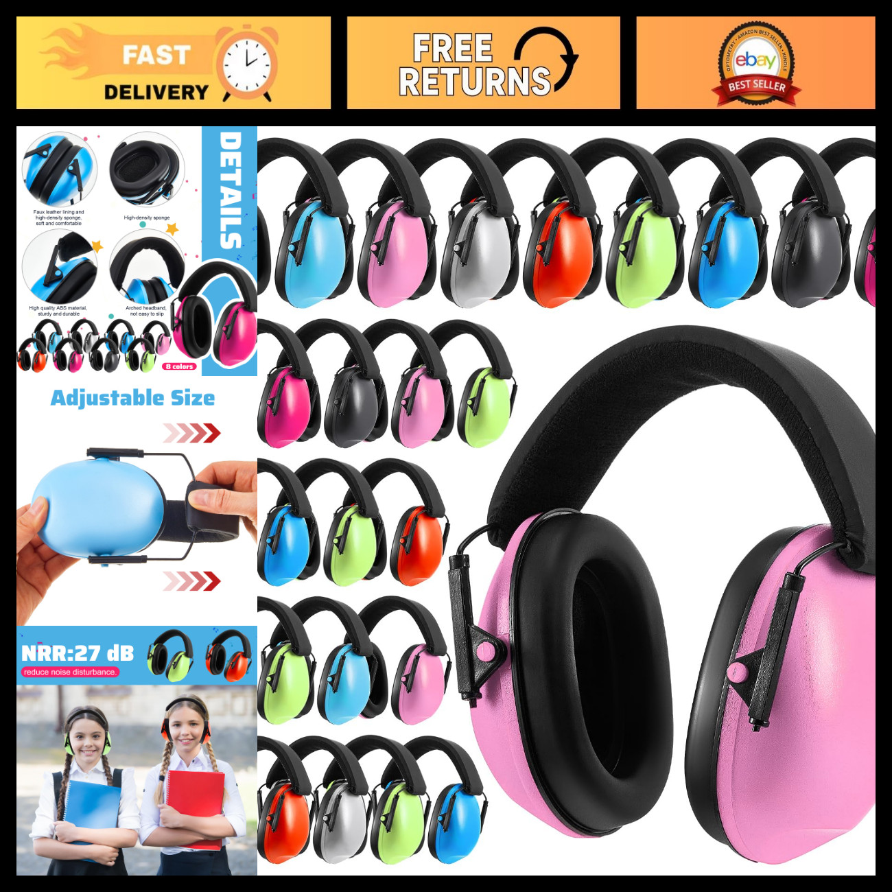 18 Pcs Kids Noise Cancelling Headphones, Ear Protection, 8 Color Options 18 Pcs Kids Noise Cancelling Headphones, Ear Protection, 8 Color Options