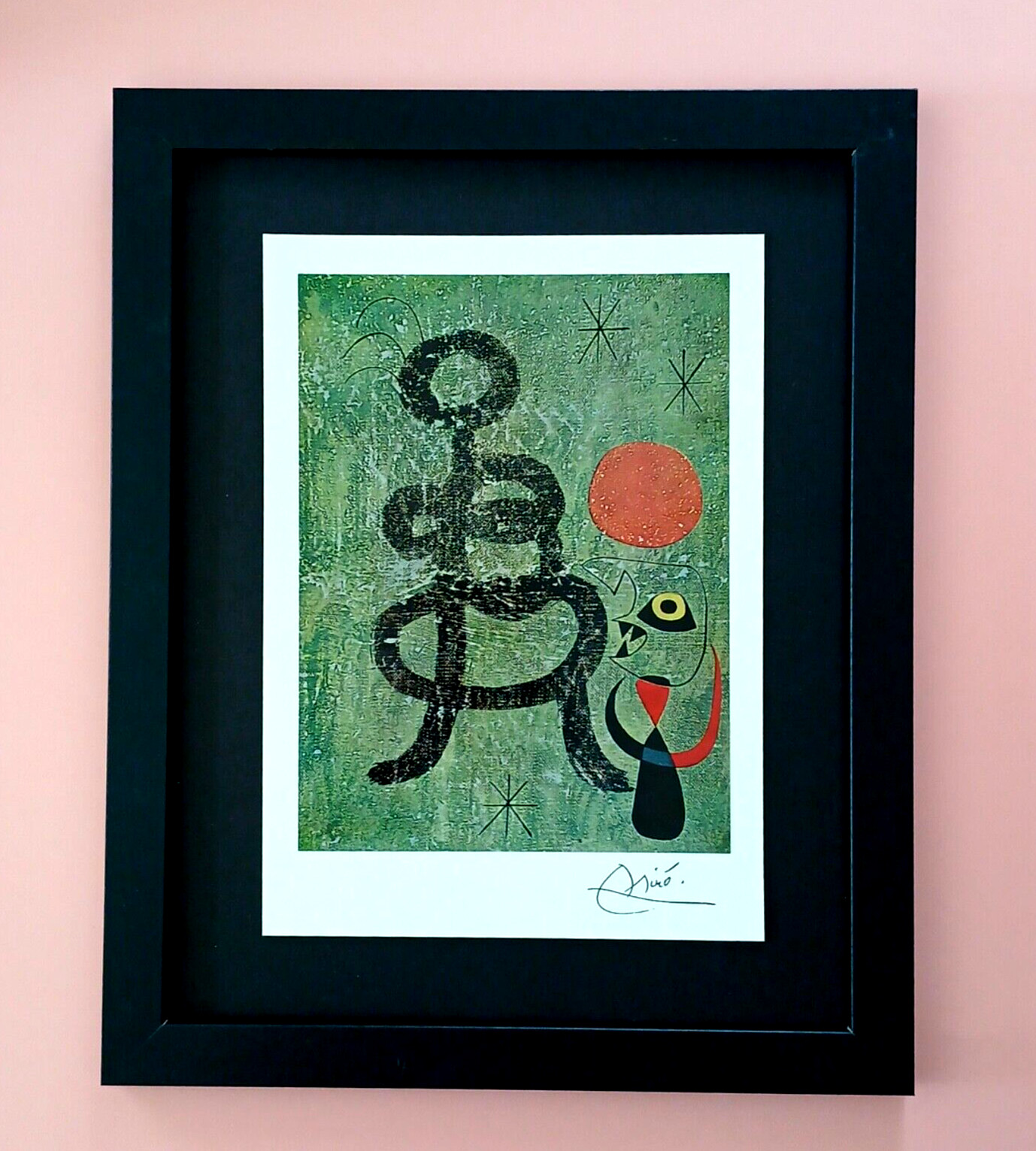 JOAN MIRO  + BEAUTIFUL 1962 SIGNED PRINT + VINTAGE + FRAMED + BUY IT NOW