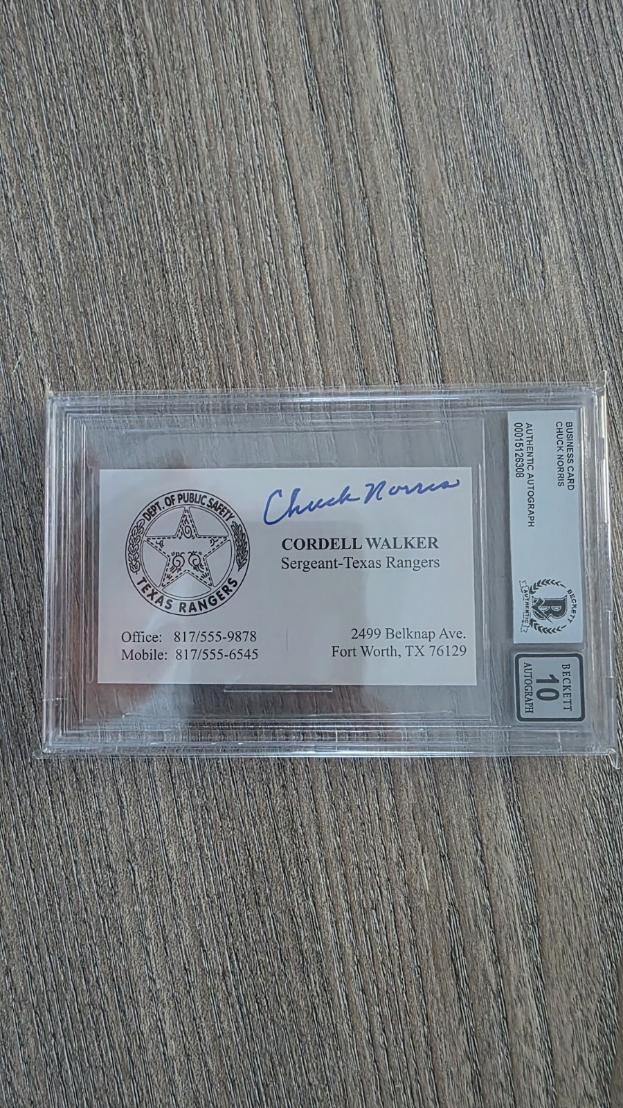 Chuck Norris Signed Autograph Walker Texas Ranger Series Business Card Chuck Norris Signed Autograph Walker Texas Ranger Series Business Card