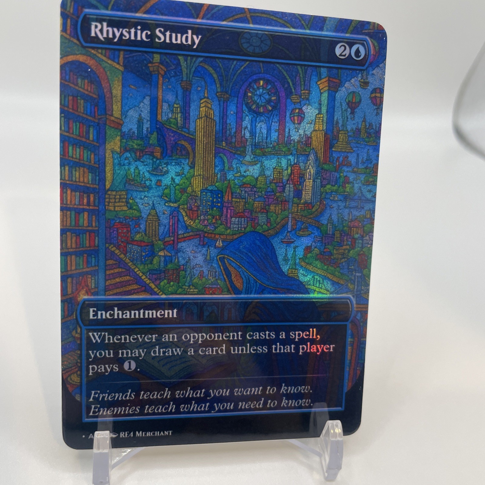 Playtest MTG FOIL - Rhystic Study - Fanart Borderless Style EDH Commander Playtest MTG FOIL - Rhystic Study - Fanart Borderless Style EDH Commander
