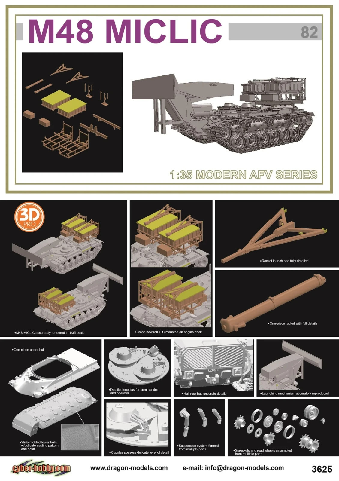 DRAGON/Cyber Hobby 3625  1/35 M48 MICLIC Armored Mine-Clearing Vehicle