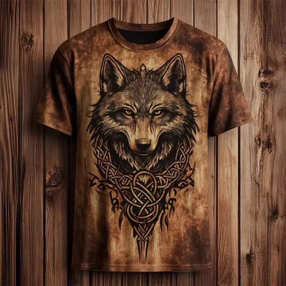Nueva camiseta retro marrón vintage para hombre con estam...