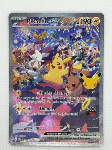 Pikachu ex 150/128 - Pokemon 30th Celebrations SIR Ilustration Rare NM Pikachu ex 150/128 - Pokemon 30th Celebrations SIR Ilustration Rare NM