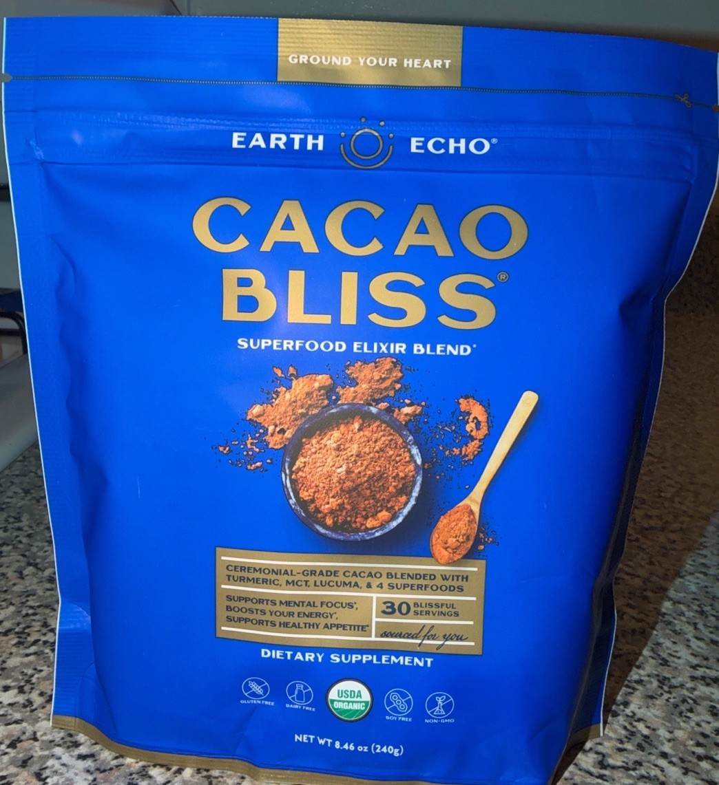 Earth Echo Raw Cacao Bliss Superfood Powder Organic Non GMO Health 30 Serving
