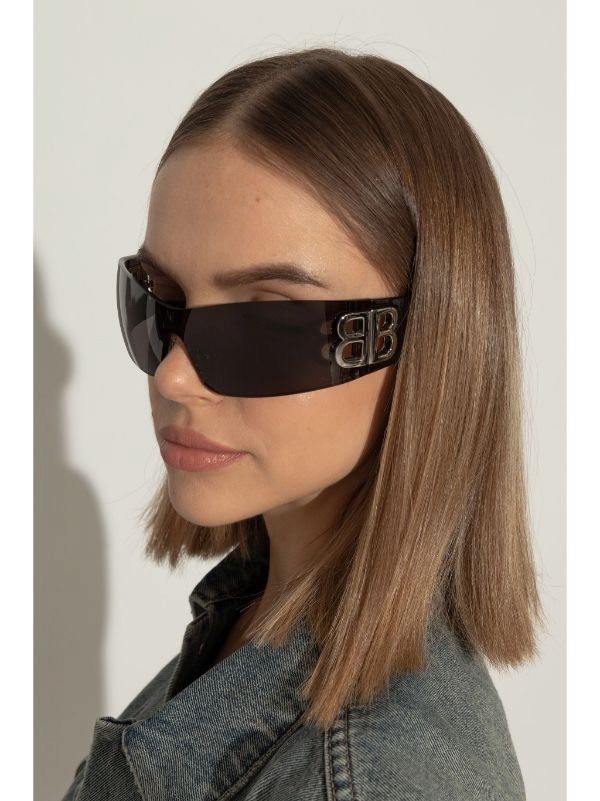 Balenciaga BB0359S Sunglasses Dark Grey Shield Lens 99‑01‑115 Full Set