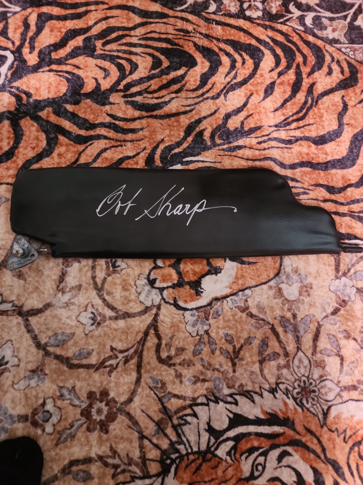 Bob Sharp Signed 1970-1973 DATSUN 240z DRIVER LEFT BLACK LEATHER SUN VISOR