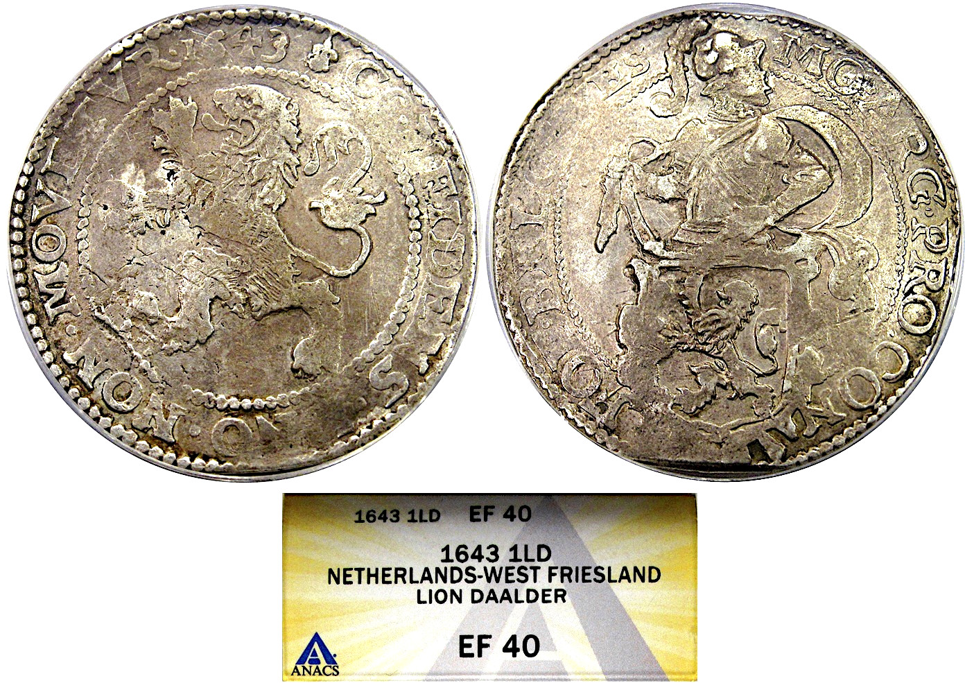 1643 NETHERLANDS LION DOLLAR ANACS XF40 ~ CHOICE EARLY AMERICAN CURRENCY 1643 NETHERLANDS LION DOLLAR ANACS XF40 ~ CHOICE EARLY AMERICAN CURRENCY