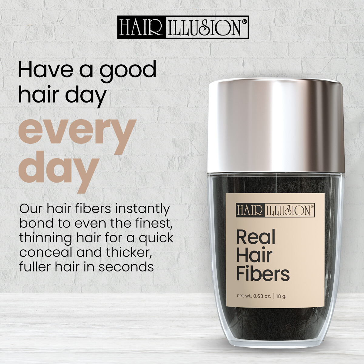 Natural Hair Building Fibers by HAIR ILLUSION | Rebuild Hair on Balding Scalp