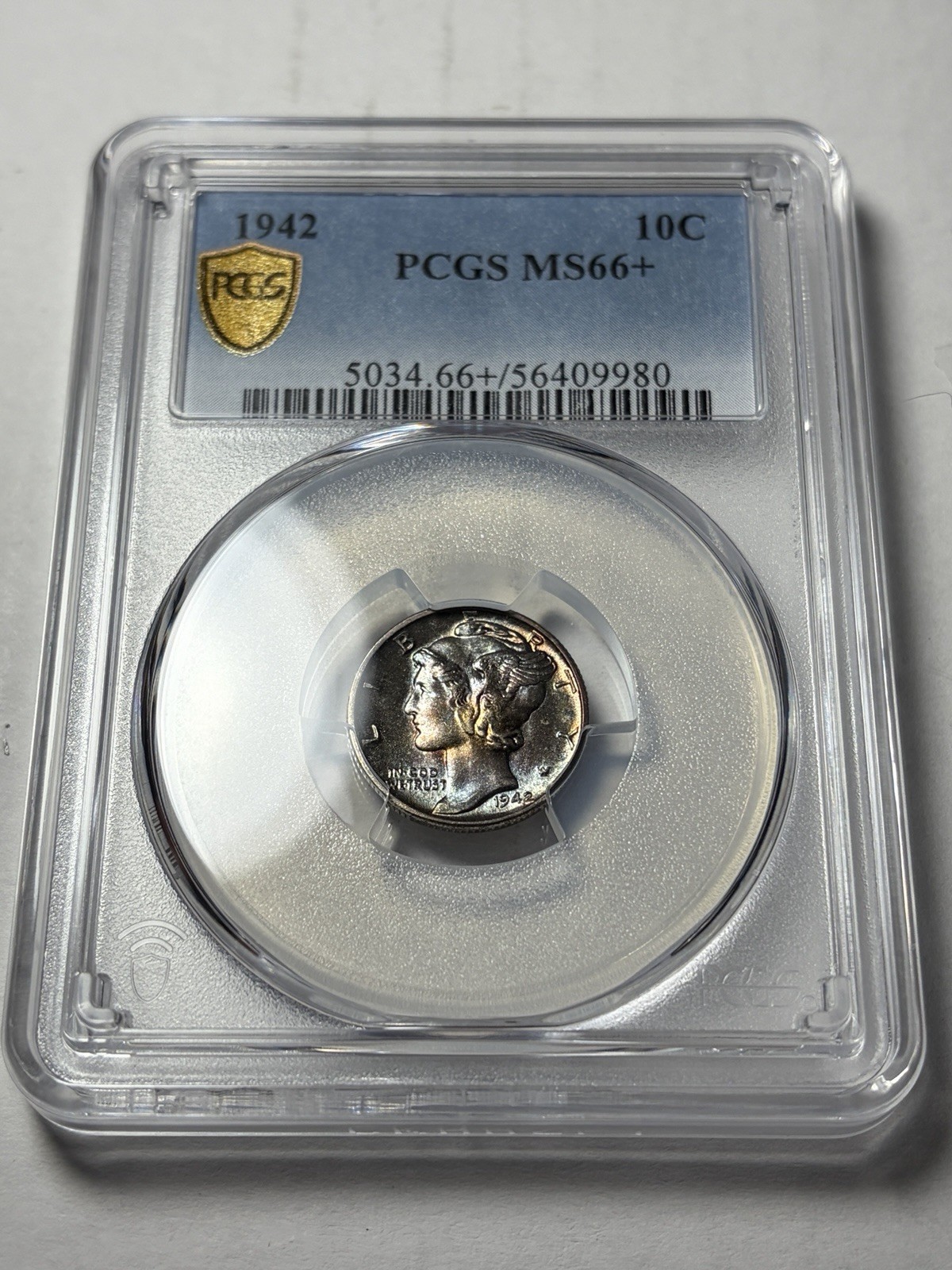 1942 PCGS MS66+ Mercury Silver Dime Toned