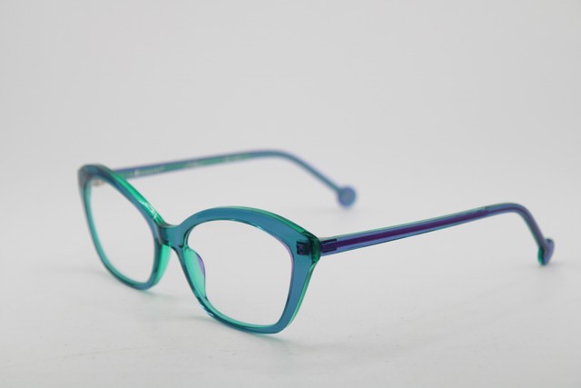 NEW L.A. EYEWORKS PANCAKE 986 CLEAR BLUE PURPLE AUTHENTIC EYEGLASSES 51-17 NEW L.A. EYEWORKS PANCAKE 986 CLEAR BLUE PURPLE AUTHENTIC EYEGLASSES 51-17