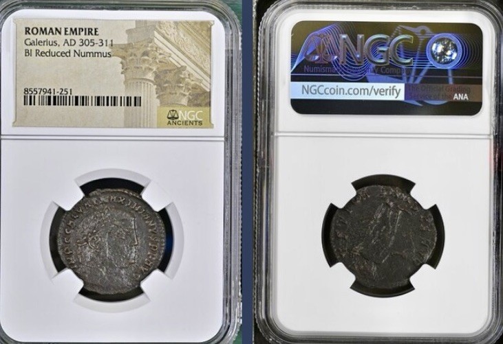 Emperor Galerius 305AD-311AD NGC  Genuine Certified Ancient Roman Nummus Coin