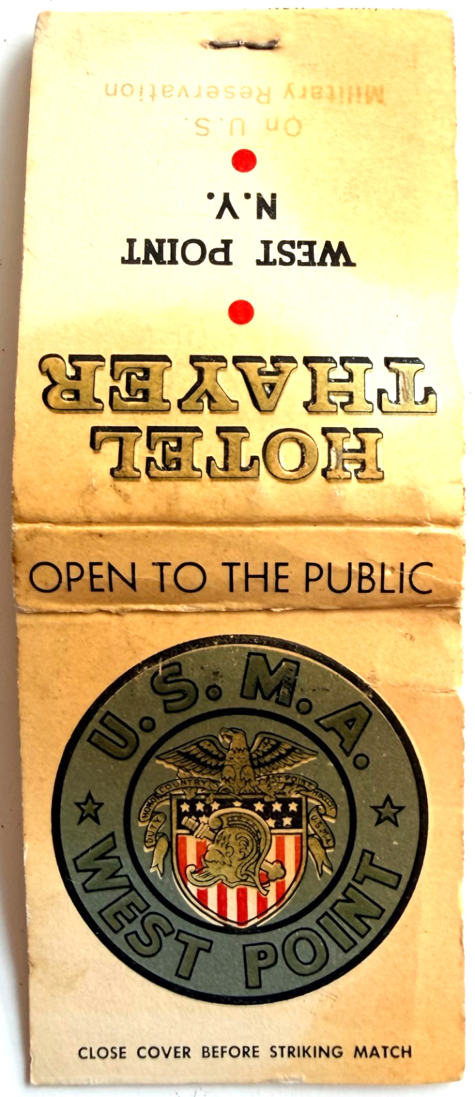1970s Hotel Thayer West Point NY Full Matchbook Military Academy  Advertising