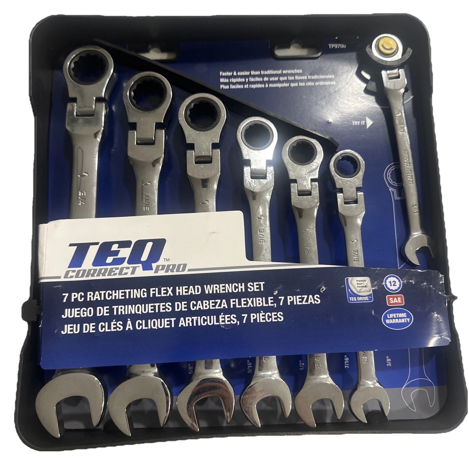 TEQ Correct Pro By GearWrench 7 Pc SAE Combo Ratcheting Wrench Flex Set - 9700