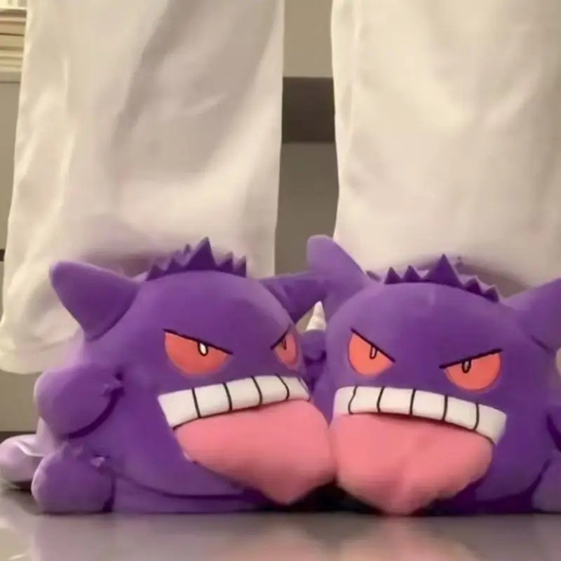 Gengar Open-Toe Plush Slippers Set, One Size Fits All Cute Cartoon Socks Gift