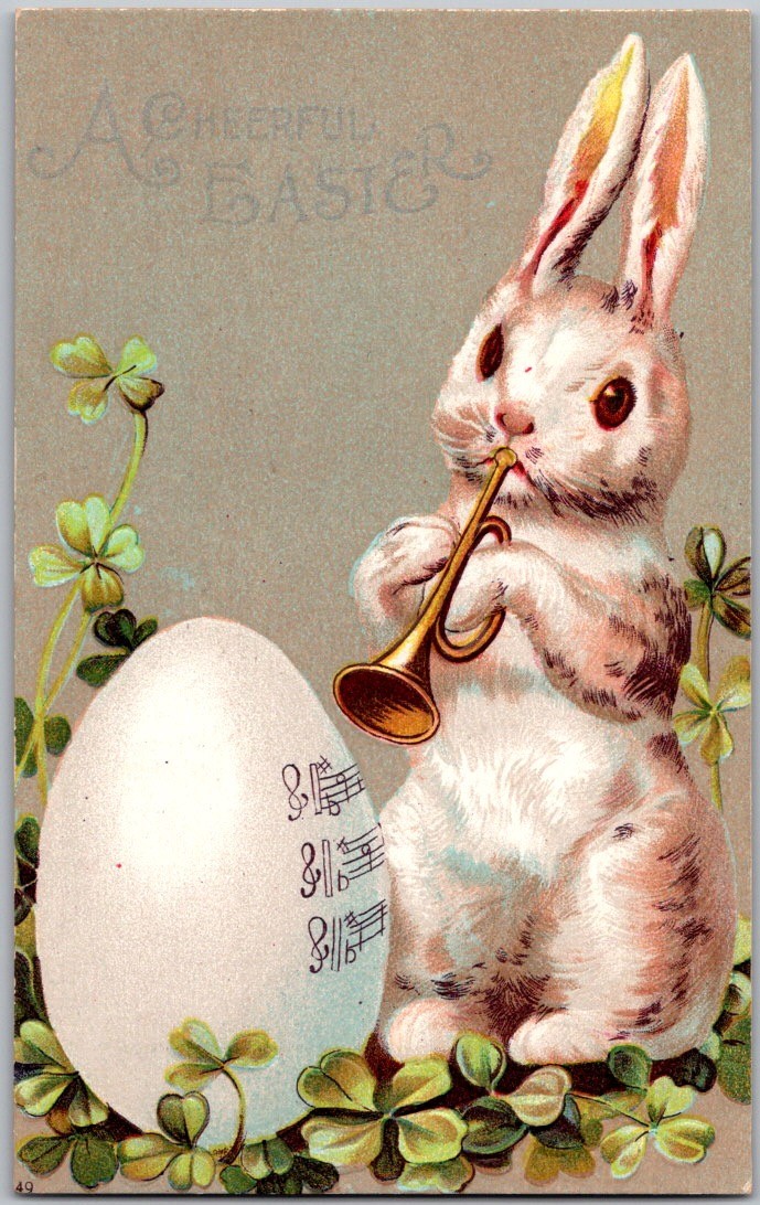 Antique Postcard Rare 1898 International Art Undivided Cheerful Easter Bunny