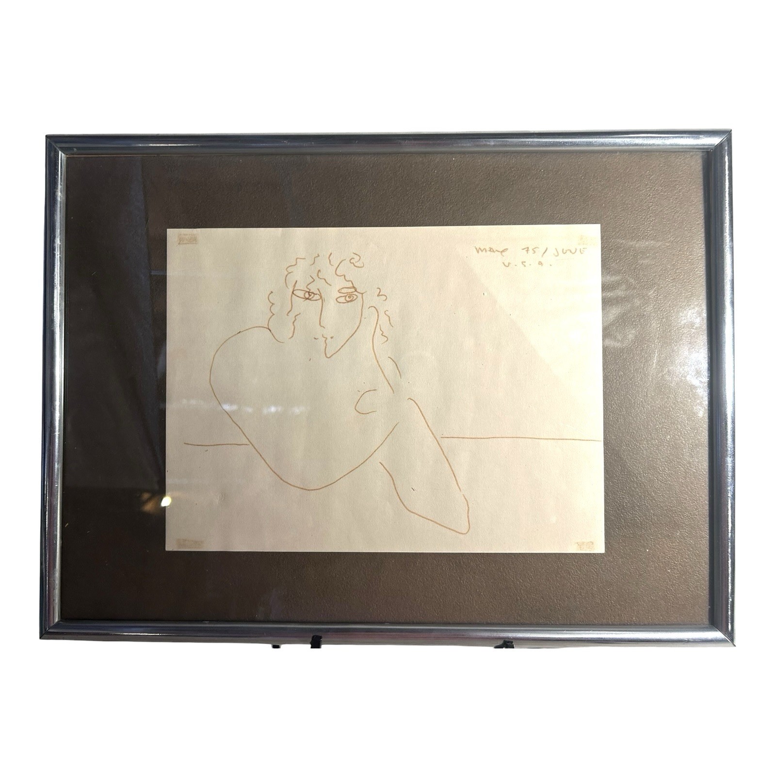 Vintage Framed  and Signed Original Drawing by Peter Max June 75