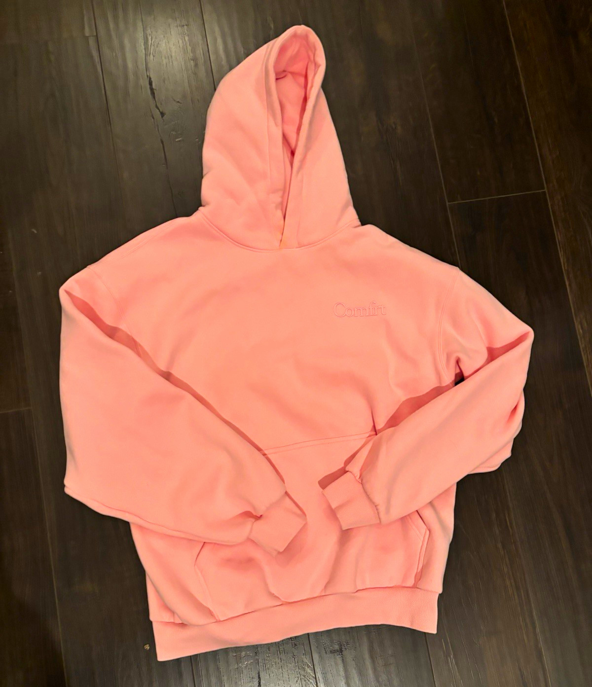 Comfrt Women\'s Pink Logo Fleece Set Cotton Blend Hoodie XL Relaxed Fit Pockets Comfrt Women\'s Pink Logo Fleece Set Cotton Blend Hoodie XL Relaxed Fit Pockets