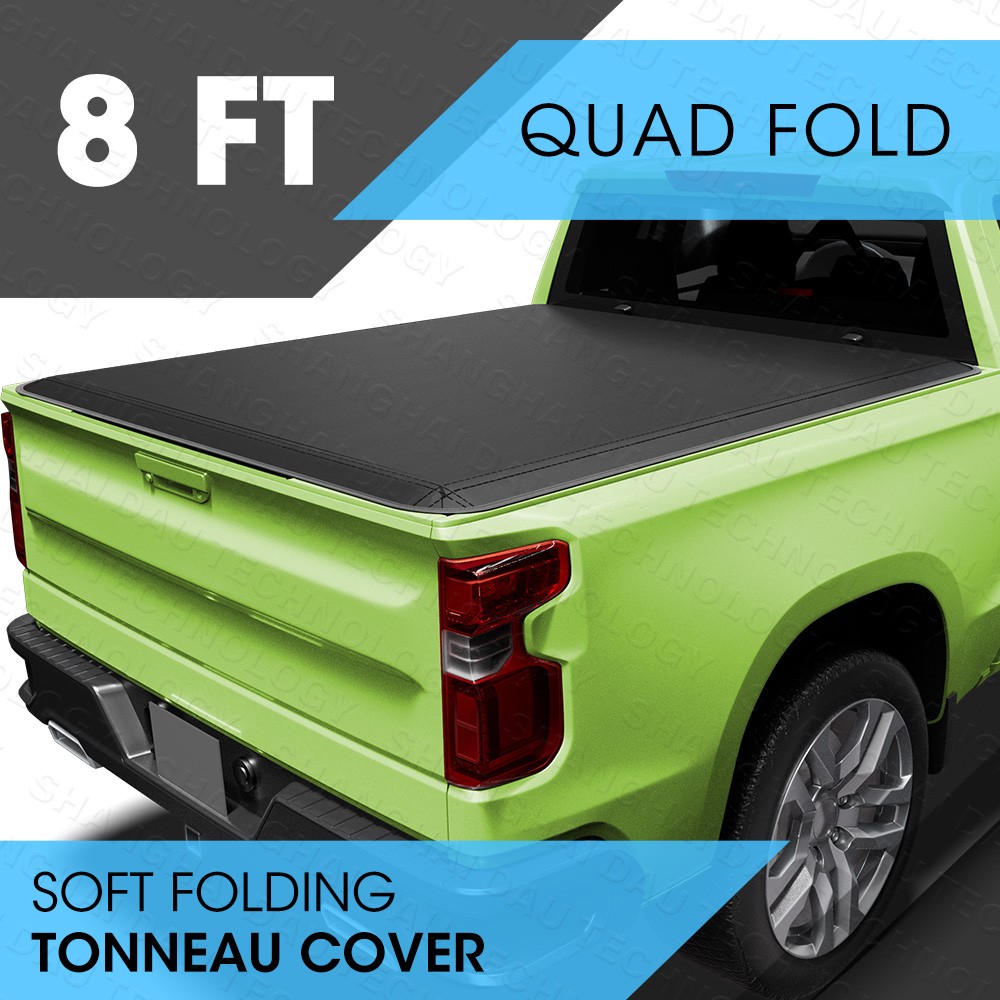 8FT Soft 4-Fold Truck Bed Tonneau Cover For Chevy Silverado&GMC Sierra 2010-2026
