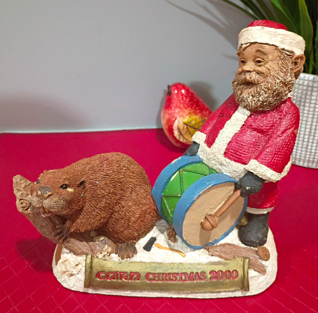 Vintage Tom Clark And Tim Wolfe Cairn Studio Beaver With Santa Playing Drum #25 Vintage Tom Clark And Tim Wolfe Cairn Studio Beaver With Santa Playing Drum #25