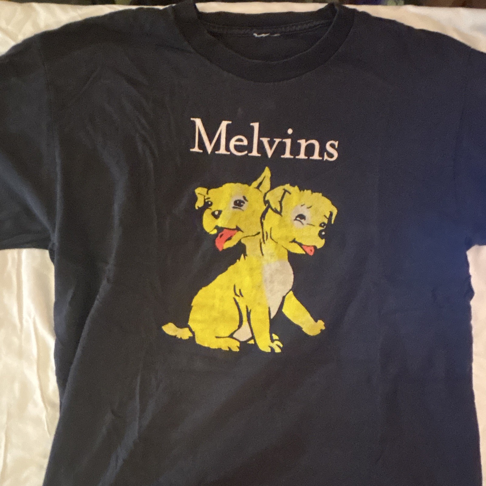 Melvins Graphic T-Shirt Yellow Dogs Front Print & Yellow Cats “Pussy” Back Melvins Graphic T-Shirt Yellow Dogs Front Print & Yellow Cats “Pussy” Back