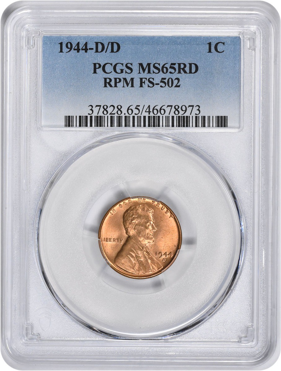 1944-D/D Lincoln Cent FS-502 MS65RD PCGS