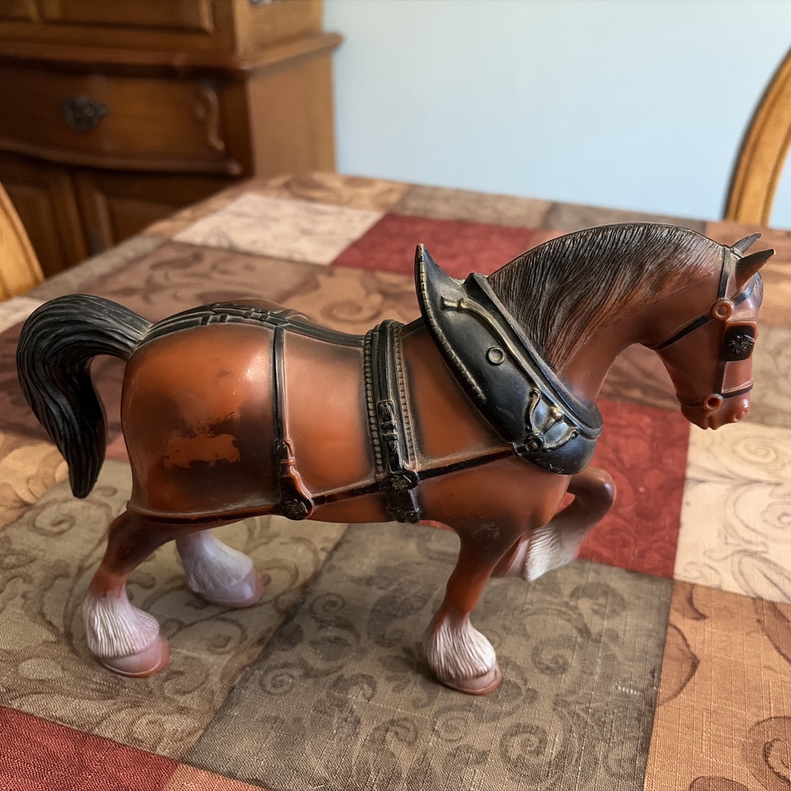 Vintage 1960s Golden Plum SW Toys Clydesdale Horse Figure #225 Hard Plastic