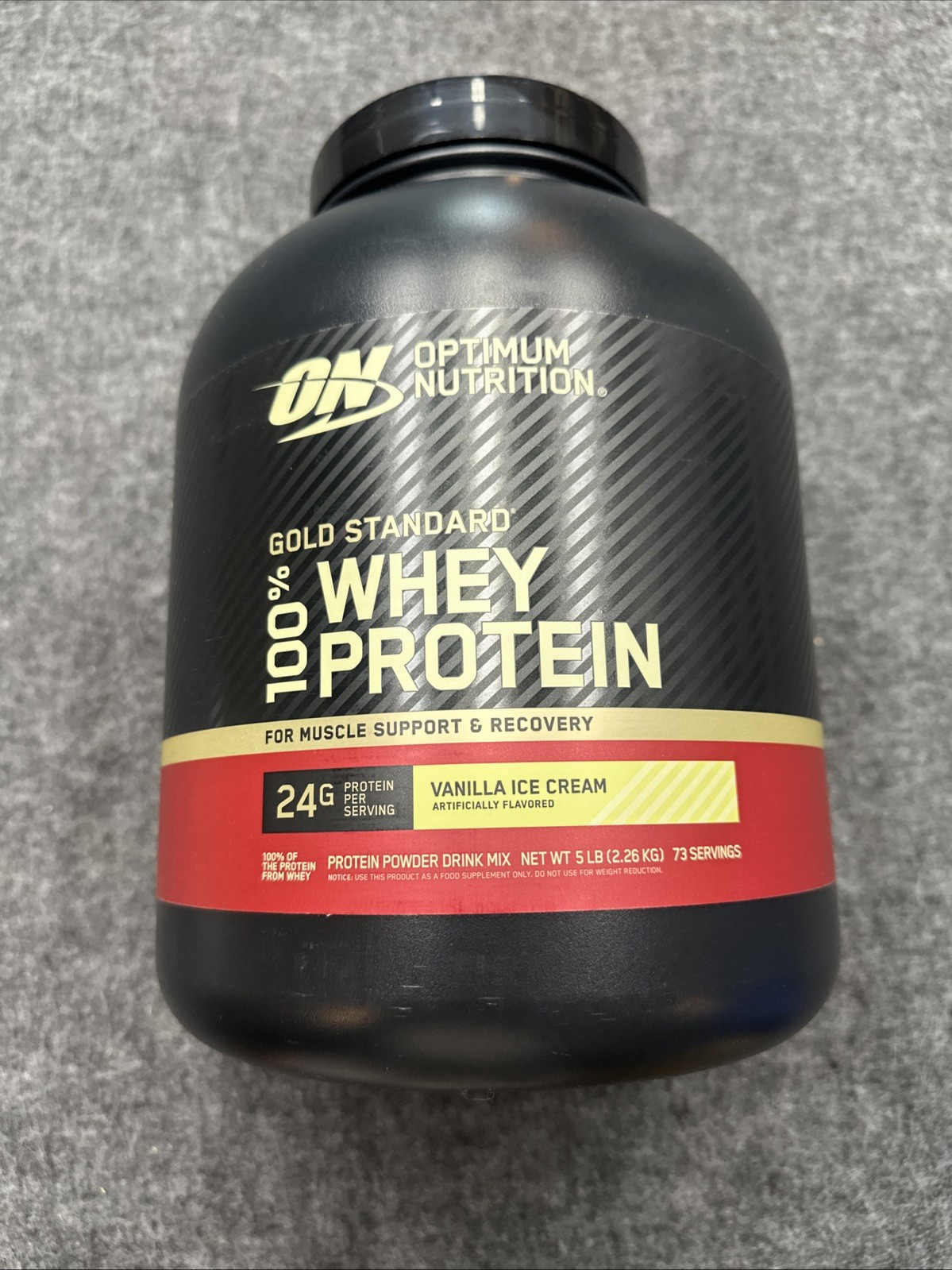 Optimum Nutrition Gold Standard 100% Whey Protein Vanilla Ice Cream 5 LB 9/27 Optimum Nutrition Gold Standard 100% Whey Protein Vanilla Ice Cream 5 LB 9/27