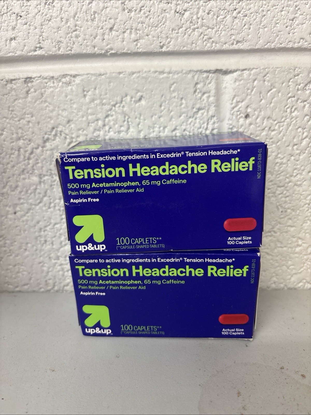 Lot of 2: Tension Headache Relief Excedrin Compare 100 Caplets EXP: 10/2027