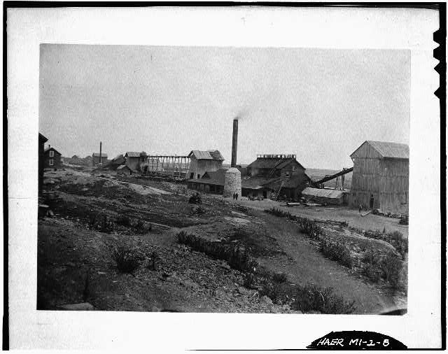 Photo:Hancock Michigan Quincy Mining Company Shaft Houses c1875
