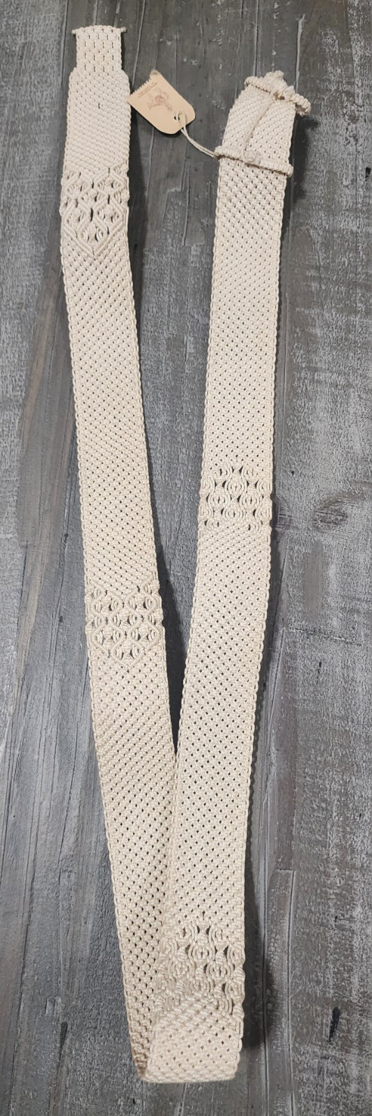 Vtg 1940s Native Handicrafts of Puerto Rico Macrame Belt Cream WWII Era Boho