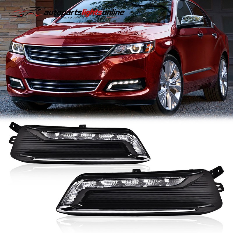 Fit For 14-20 Chevy Impala Clear Lens LED DRL Fog Light +Wiring+Switch Set 2Pcs
