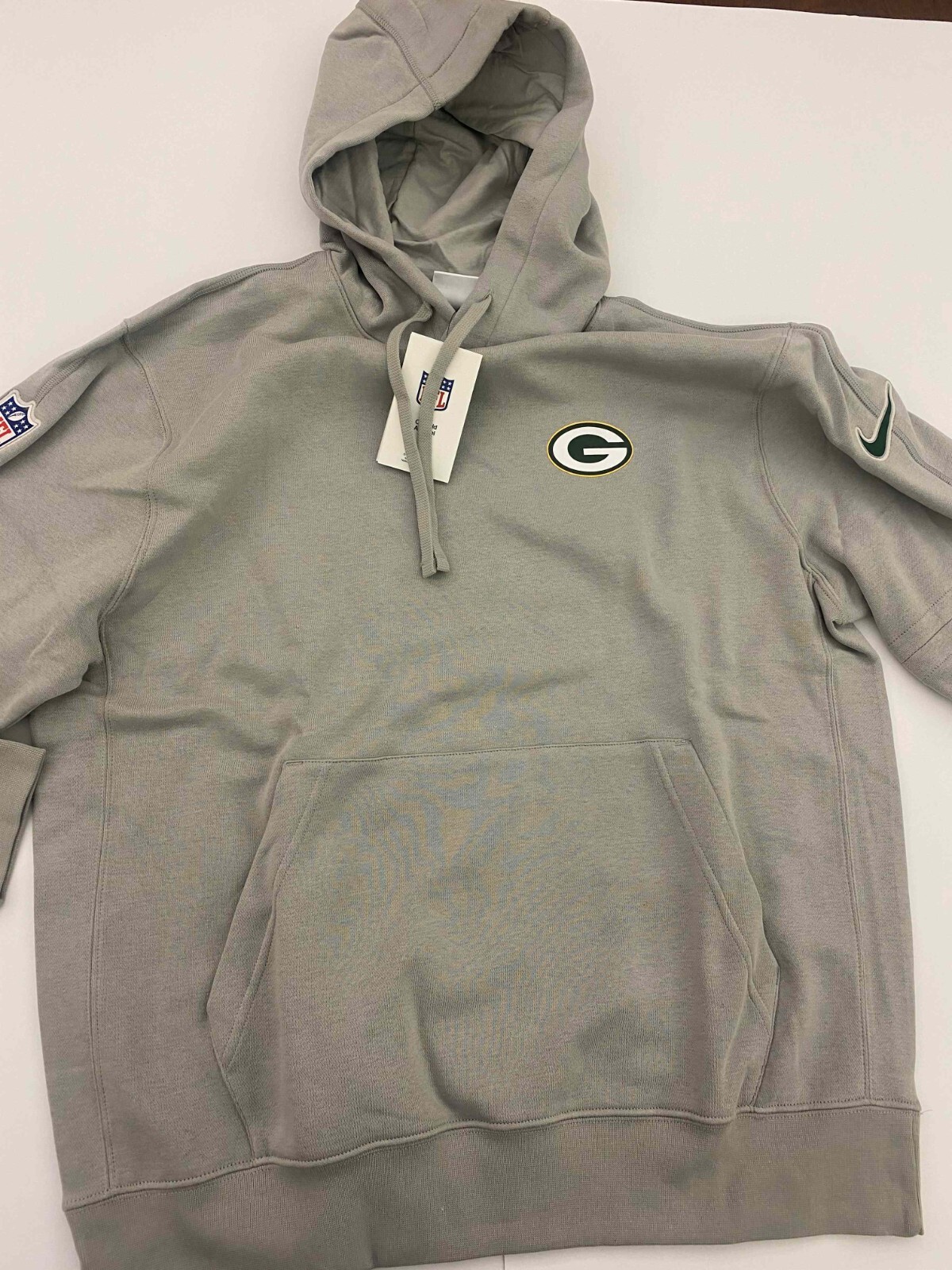 GREEN BAY PACKERS Men\'s Nike Heather Gray Logo Pullover Hoodie NWT SIZE XL