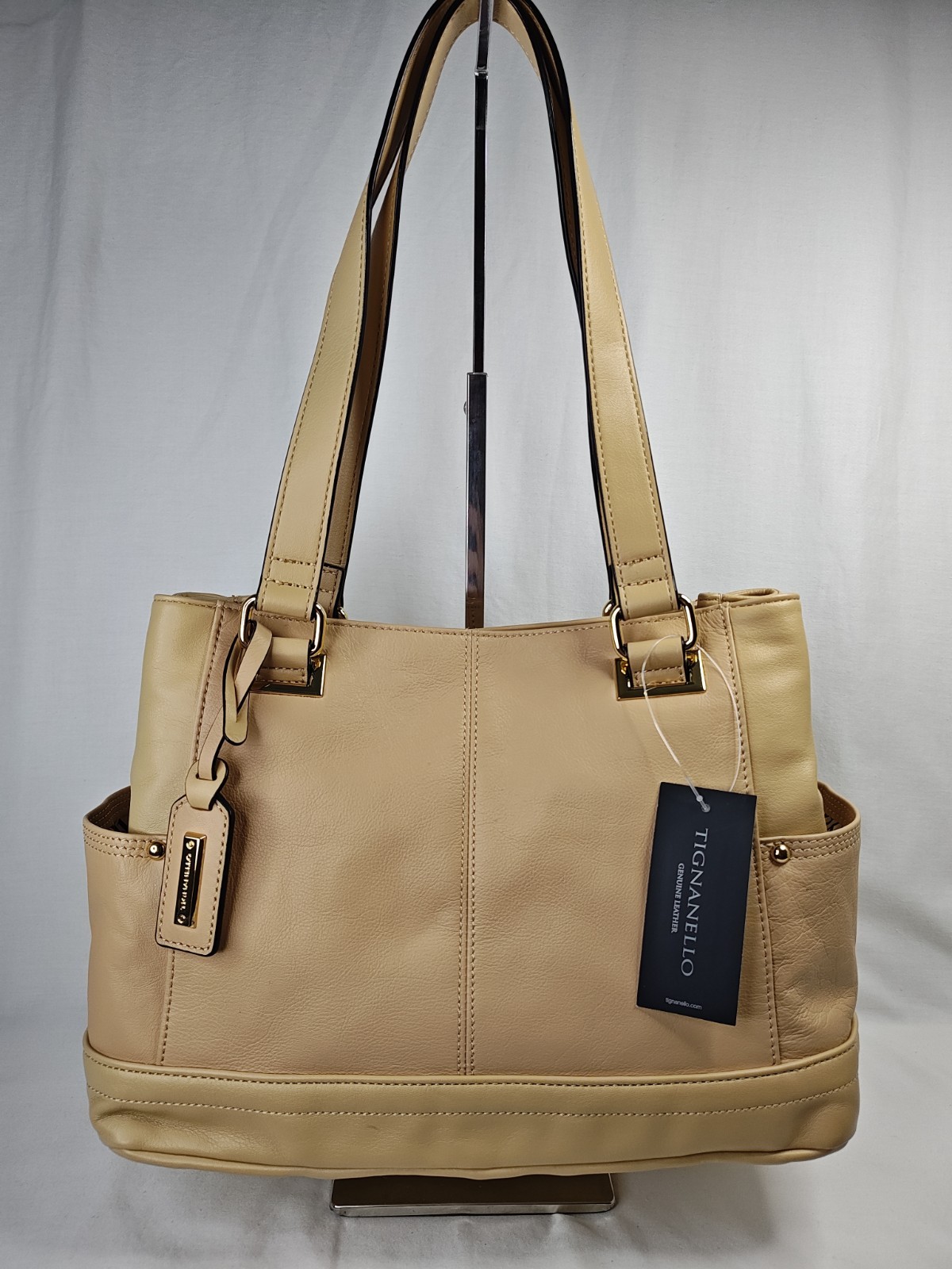 Tignanello Pretty Pockets Shopper Womens Luxury Leather Purse Tote Bag Dune NWT Tignanello Pretty Pockets Shopper Womens Luxury Leather Purse Tote Bag Dune NWT