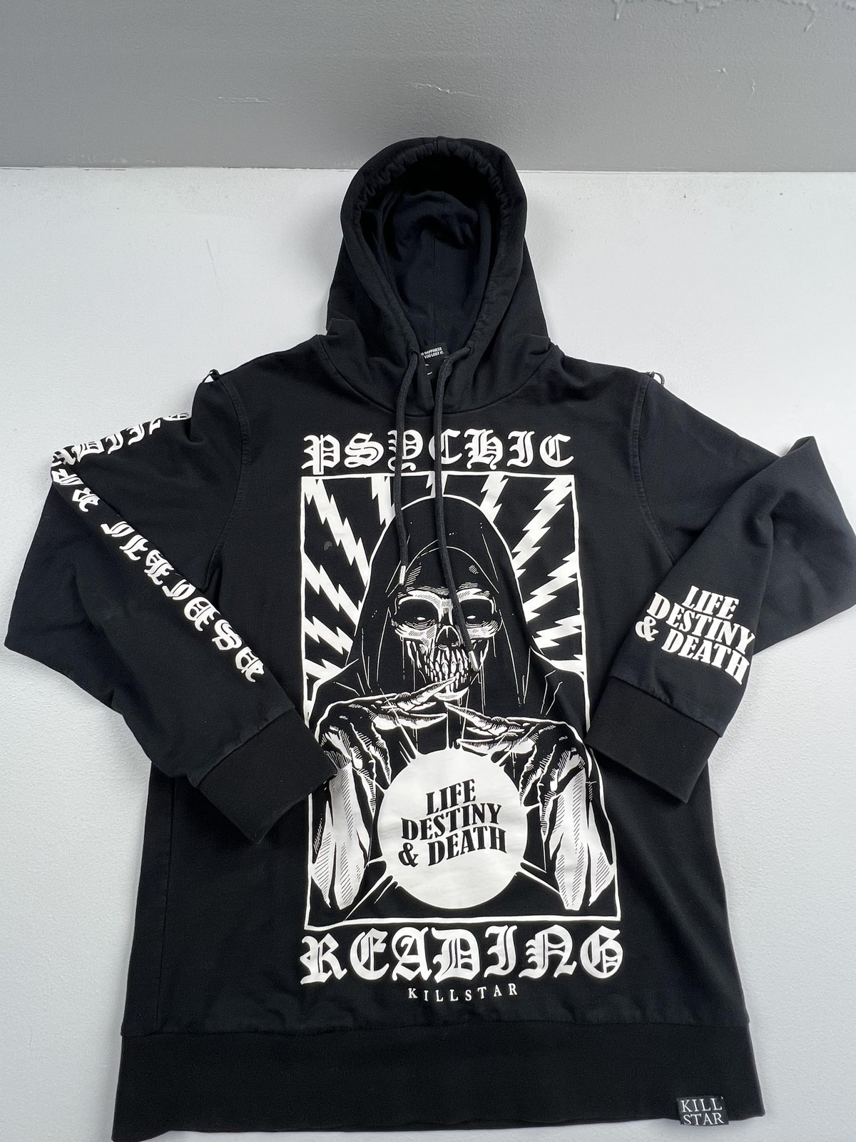 Killstar Hoodie Sweatshirt Mens Black Psychic Reading Graphic Skull Gothic Read