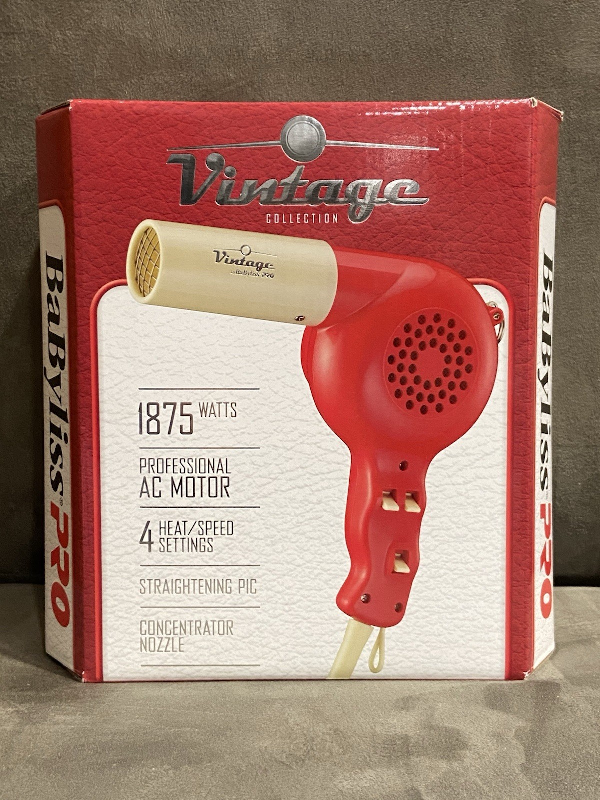 BABYLISS PRO VINTAGE COLLECTION RED RETRO STYLE HAIR / BLOW DRYER - NEW IN BOX