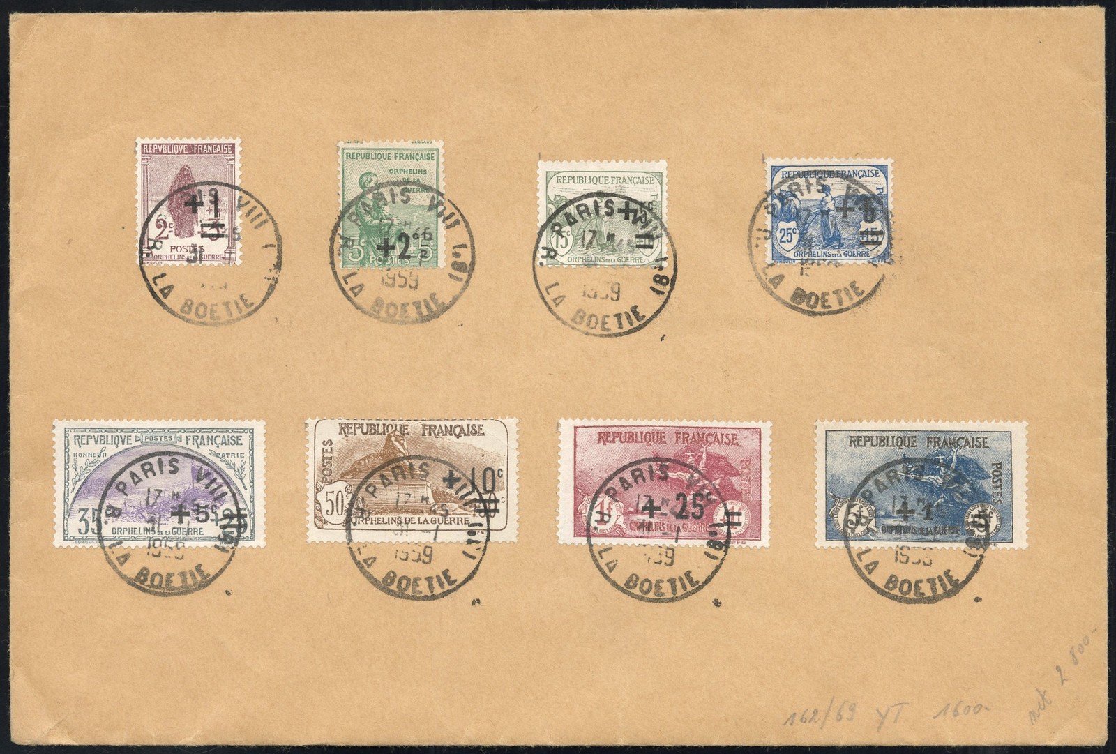 France Stamps # B12-19 Used VF Cover Rare Scott Value $240.00 France Stamps # B12-19 Used VF Cover Rare Scott Value $240.00