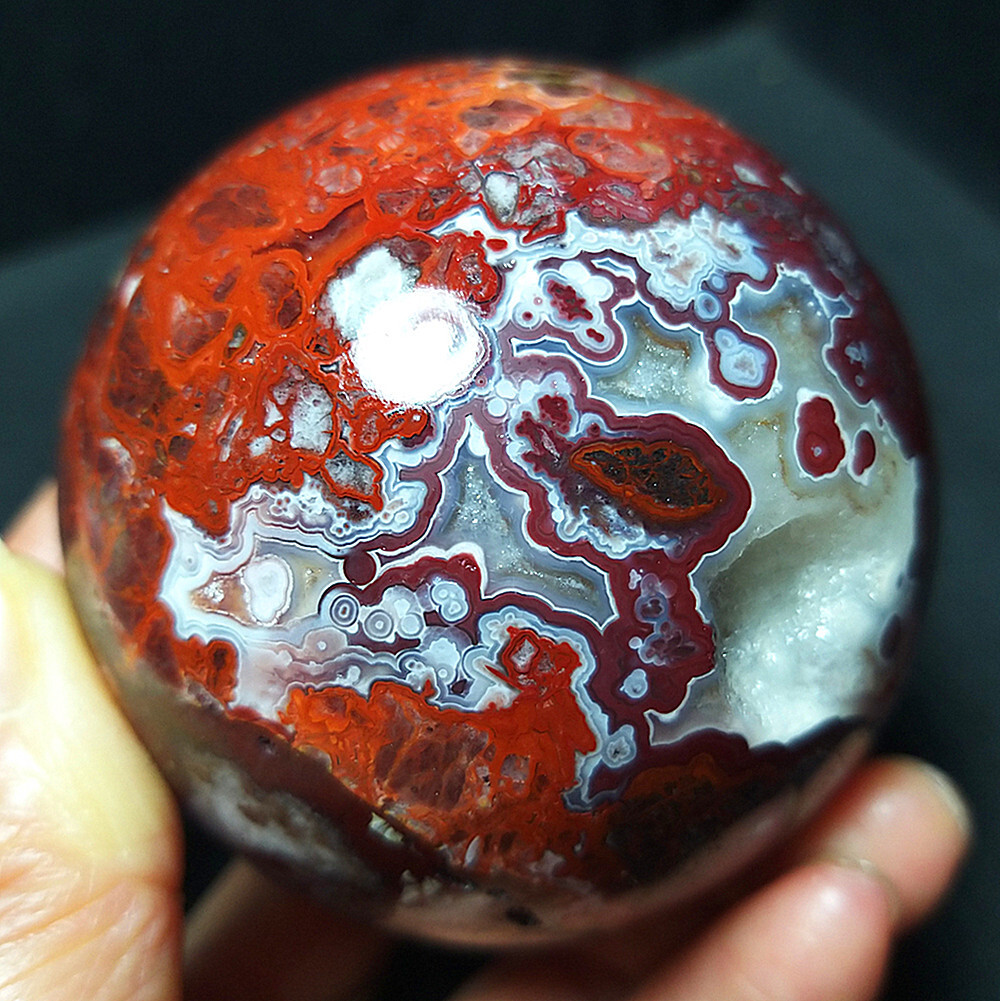 TOP 421G Natural Polished Mexico Banded Agate Stone Sphere Ball Healing  A2269
