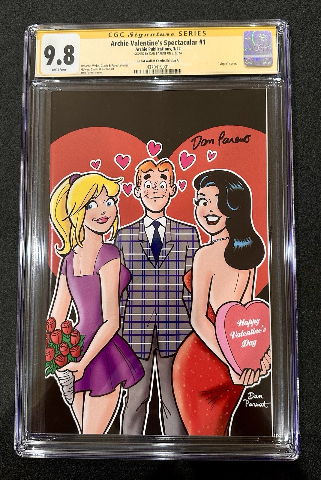 Archies Valentine\'s Spectacular #1 2022 Dan Parent Signed Virgin A SS CGC 9.8