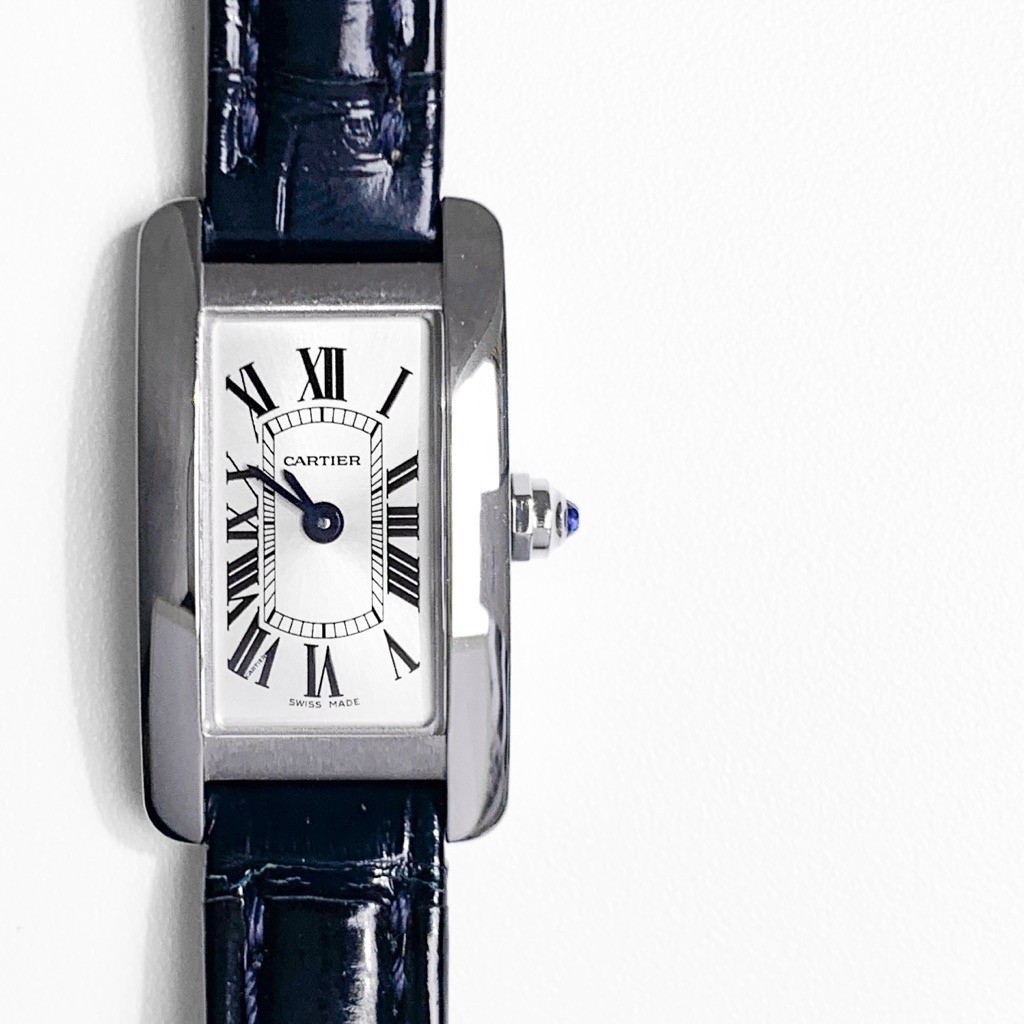 CARTIER Tank American Mini SS Leather Women Watches Watch