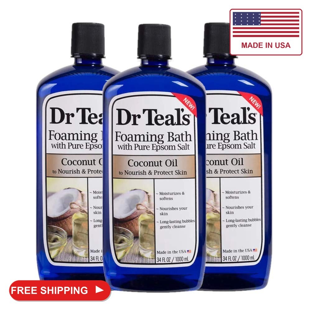 Dr. Teal\'s Coconut Oil Foaming Bath Gift Set (3 Pack, 34oz Ea.) - Nourish & Prot Dr. Teal\'s Coconut Oil Foaming Bath Gift Set (3 Pack, 34oz Ea.) - Nourish & Prot